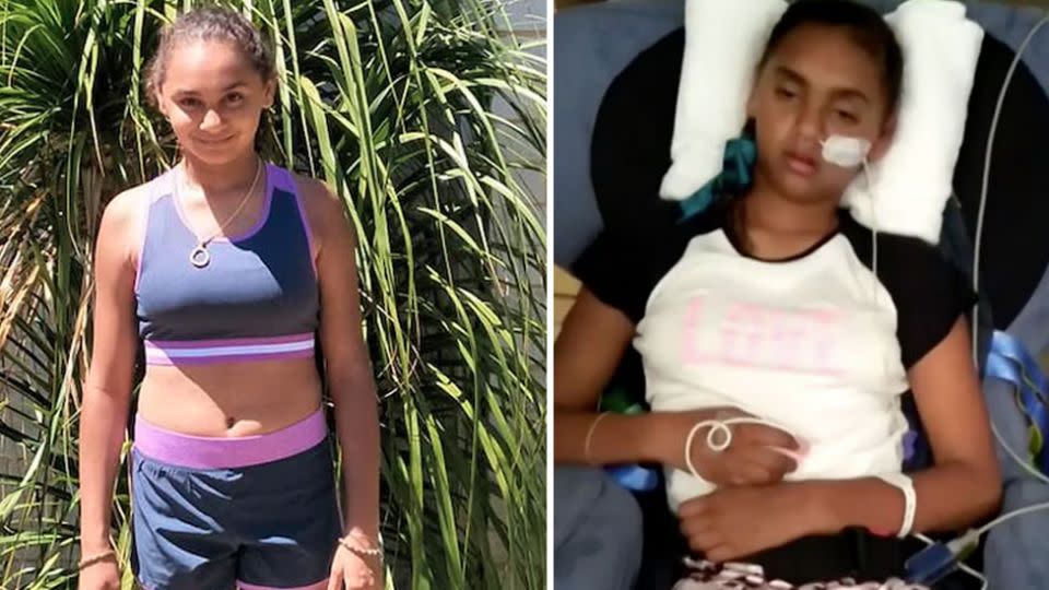 Denishar Woods was left in a vegetative state after 230 volts went through her body. Source: 7 News