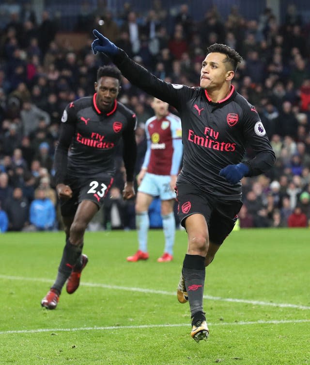 Sanchez celebrates a goal against Burnley 