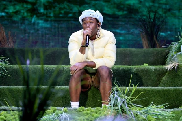 Singer Tyler, The Creator in stands during French Tennis Open at