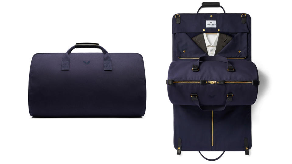 The Suit Carrier builds on the success of Bennett Winch's S.C. Holdall, which wraps a suit carrier around a roomy duffle bag.