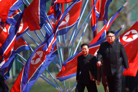 North Korean leader Kim Jong Un arrives for an opening ceremony of a newly constructed residential complex in Ryomyong street in Pyongyang, North Korea April 13, 2017. REUTERS/Damir Sagolj