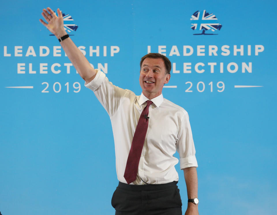 Conservative party leadership contender Jeremy Hunt speaking in Exeter during a Tory leadership hustings.