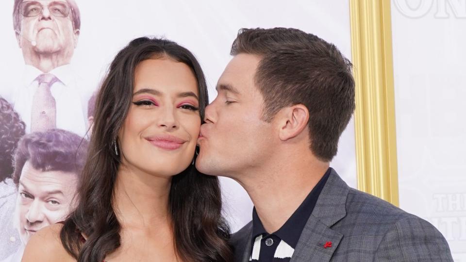 Chloe Bridges and Adam DeVine attend the Los Angeles premiere of the new HBO series "The Righteous Gemstones" at Paramount Studios on July 25, 2019 in Hollywood, California