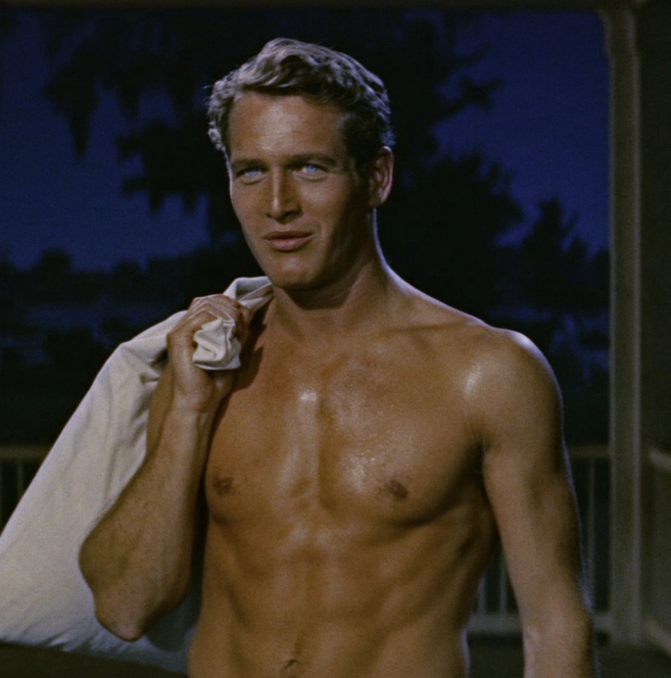 Paul Newman shirtless in "The Long, Hot Summer"
