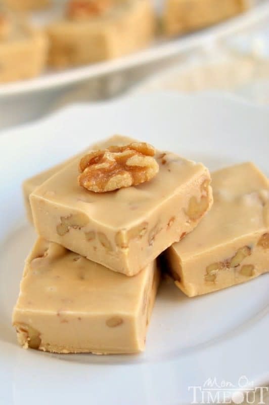 <p>Mom on Time Out</p><p>This creamy maple nut fudge is a breeze to make! Crunchy toasted walnuts add amazing texture and flavor to this decadent fudge!</p><p><strong>Get the recipe: <a href="https://www.momontimeout.com/maple-nut-fudge-recipe/" rel="nofollow noopener" target="_blank" data-ylk="slk:Creamy Maple Nut Fudge;elm:context_link;itc:0;sec:content-canvas" class="link ">Creamy Maple Nut Fudge</a></strong></p>