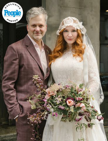 <p>Sophie Lin Berard |@Sberardweddings </p> George Bianchini (Left) and Christina Hendricks (Right) on their wedding day.