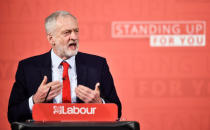 Britain's opposition Labour Party's leader Jeremy Corbyn gives a speech in central London, April 20, 2017. REUTERS/Hannah Mckay