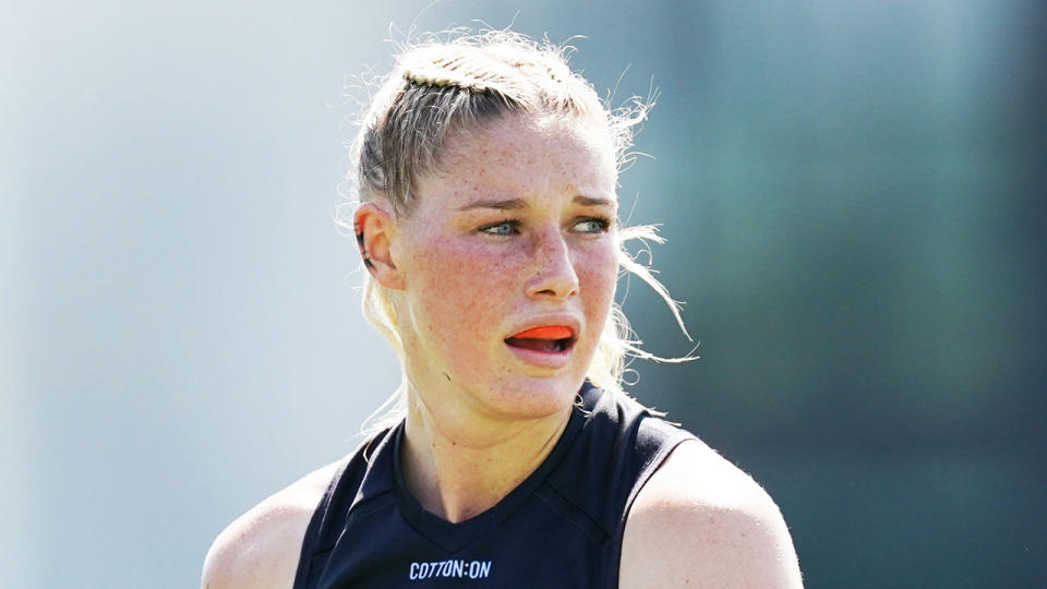 Pictured here, Carlton AFLW star Tayla Harris.