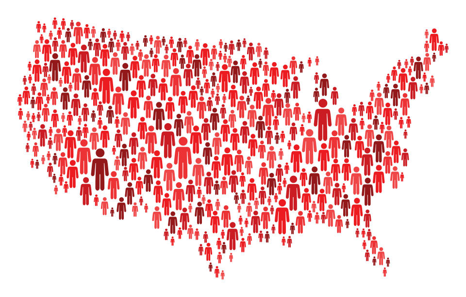 Vector of USA Map Made of Red Stickman Figures