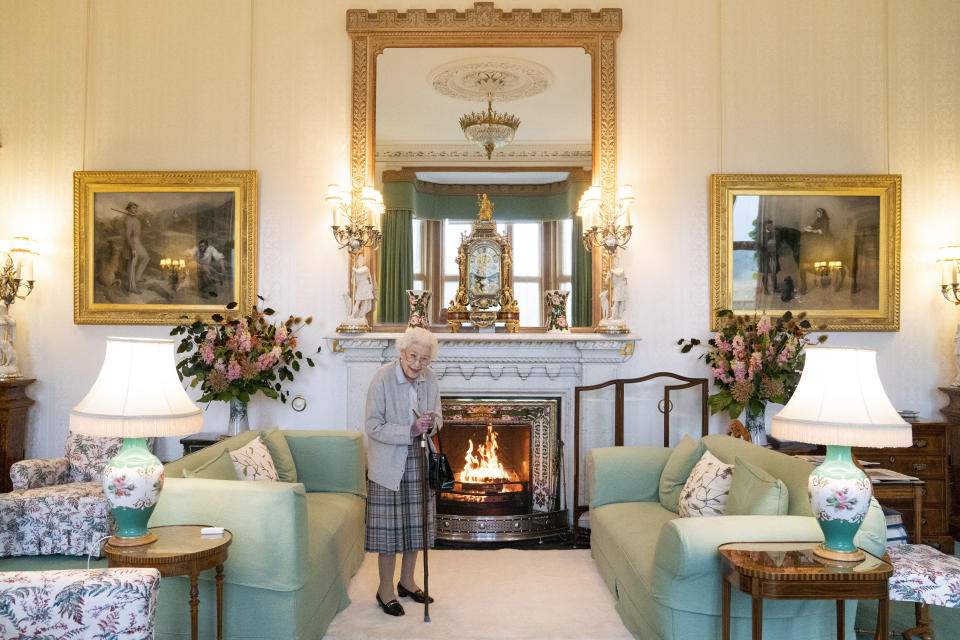 File photo dated 06/09/2022 of Queen Elizabeth II waiting in the Drawing Room before receiving Liz Truss for an audience at Balmoral, Scotland, where she invited the newly elected leader of the Conservative party to become Prime Minister and form a new government. The Queen died peacefully at Balmoral this afternoon, Buckingham Palace has announced. Issue date: Thursday September 8, 2022.