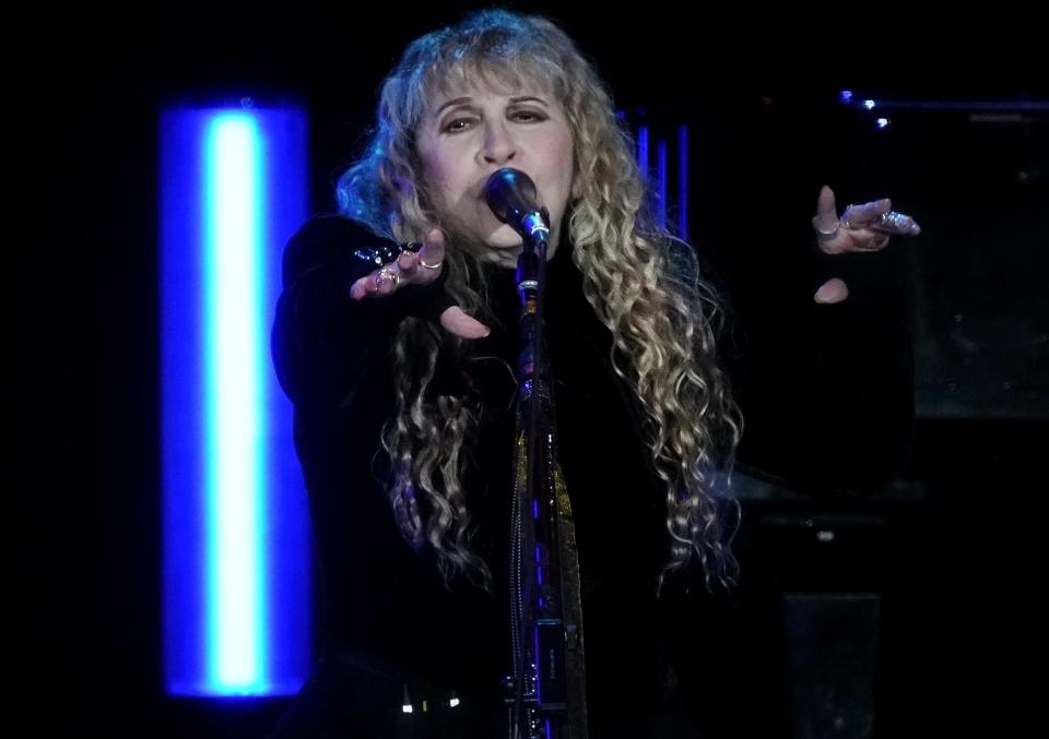 Stevie Nicks performs with her band at Chase Field on Dec. 8, 2023, in Phoenix.