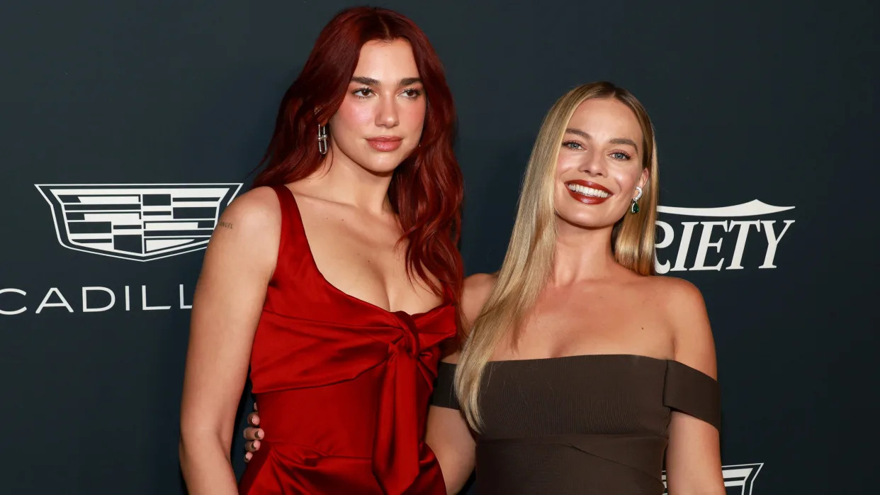 (L) Dua Lipa and (R) Margot Robbie