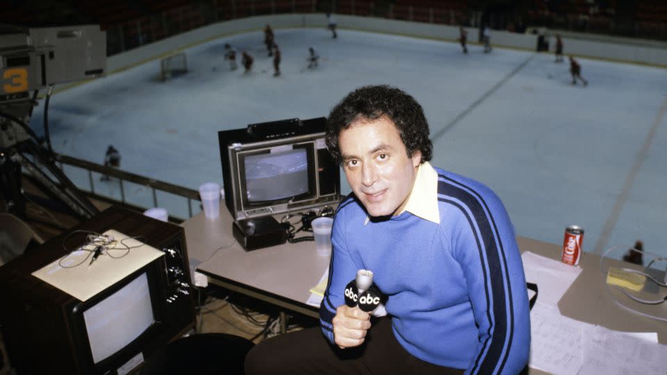 Michaels is pictured during the US' game against Sweden at the 1980 Winter Olympics. - Steve Fenn/ABC/Getty Images