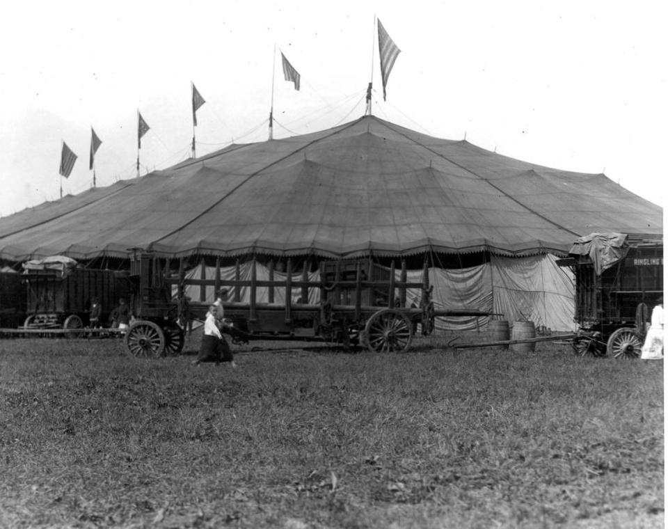 Exterior of the big top for the Ringling Bros./Barnum & Bailey in 1921.