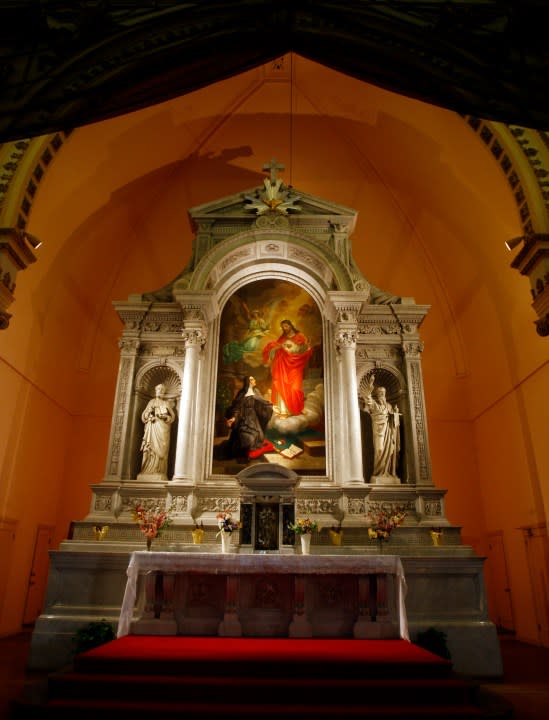 The altar is seen inside Sacred Heart Catholic Church. (Photo By Paul Chinn/The San Francisco Chronicle via Getty Images)