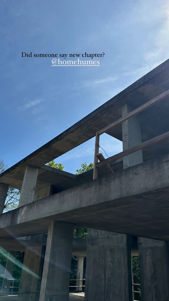 Rochelle Humes' empty building structure against the backdrop of a blue sky