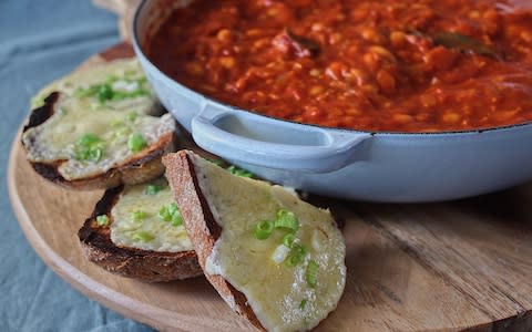 Treacly beans with cheesy toast - Credit: Eleanor Steafel