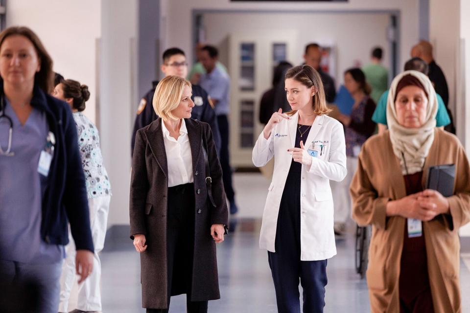 NEW AMSTERDAM -- "Don't Do This for Me" Episode 510 -- Pictured: (l-r)Marlee Matlin as Dr. Bev Clemons, Sandra Mae Frank as Dr. Elizabeth Wilder