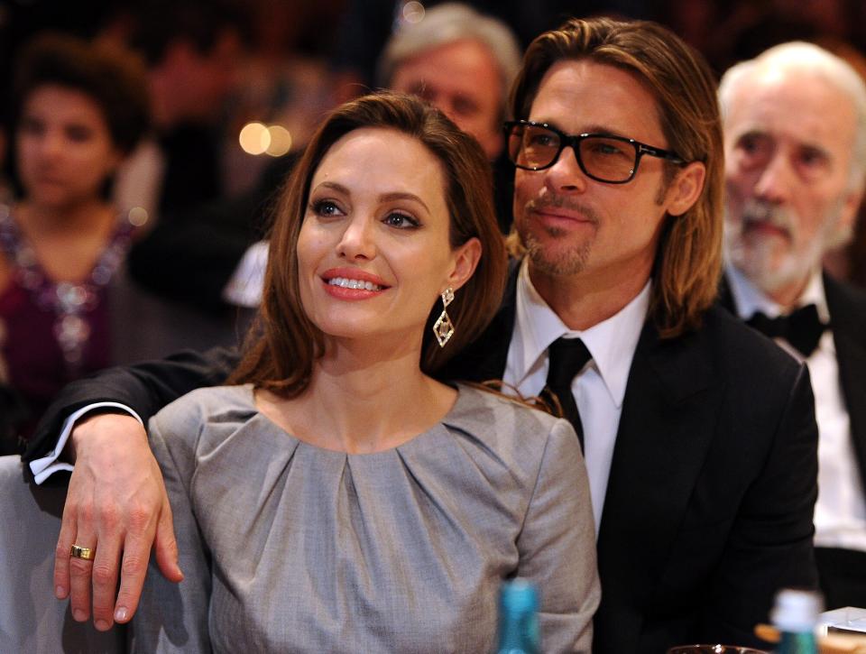 Angelina Jolie and Brad Pitt attend the Cinema for Peace Gala ceremony at the Konzerthaus Am Gendarmenmarkt during day five of the 62nd Berlin International Film Festival on February 13, 2012 in Berlin, Germany