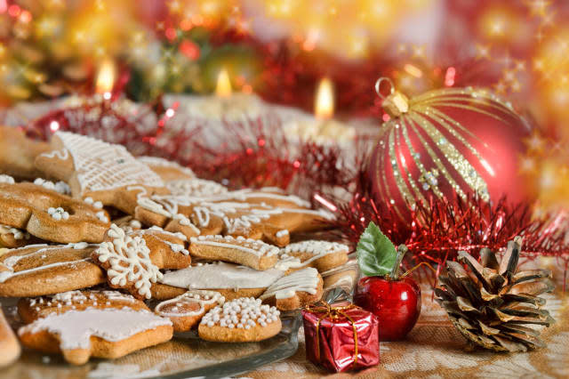 Plate full of Christmas gingerbreads - sweet food