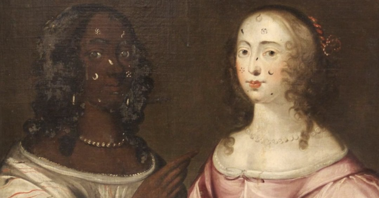 El raro retrato muestra a dos mujeres con los rostros cubiertos con los parches de belleza que estaban de moda en 1650. (Imagen Compton Verney)