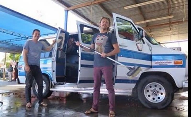 Dean Lucas and Adam Coleman were last seen with this distinctive blue and white campervan with Canadian plates.