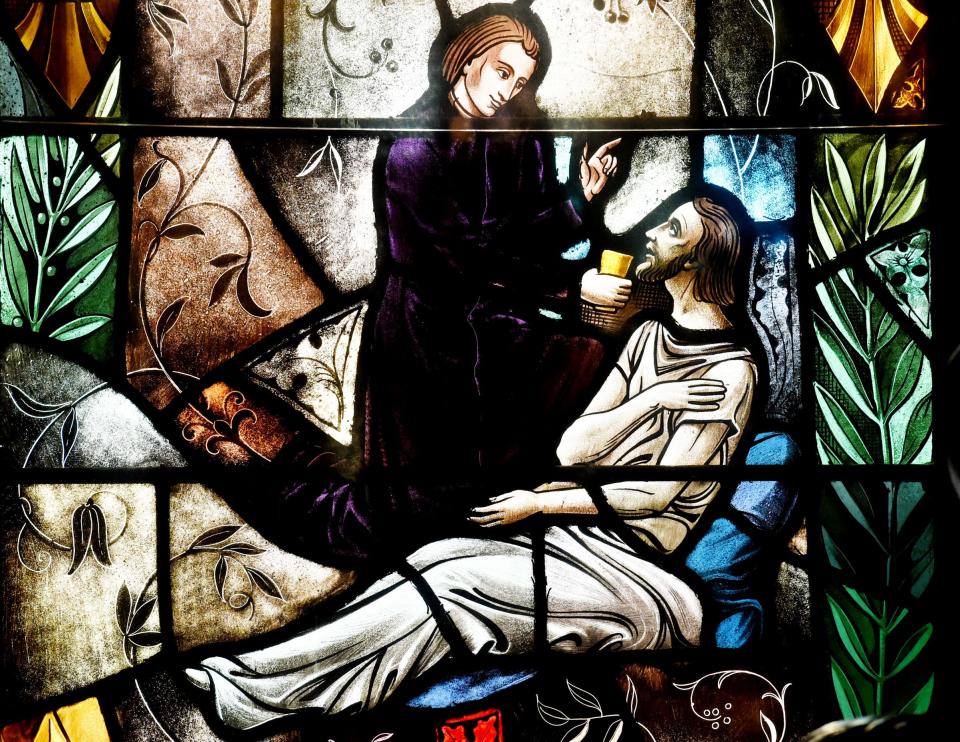 The Rev. Jean Pierre depicted in the stained glass window at Holy Trinity, is one of the five priests who died from yellow fever in Shreveport.
