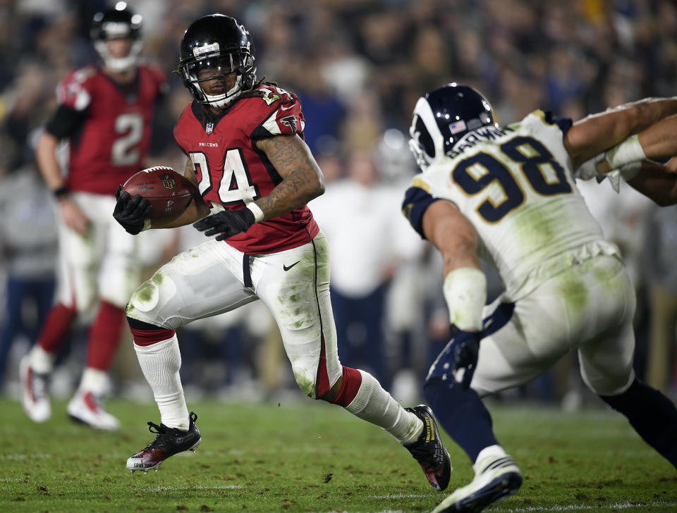 Atlanta running back Devonta Freeman is one of the main reasons the Falcons are dangerous heading into this season. (AP)