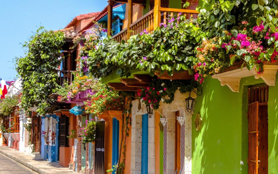Colorful facades in Cartagena