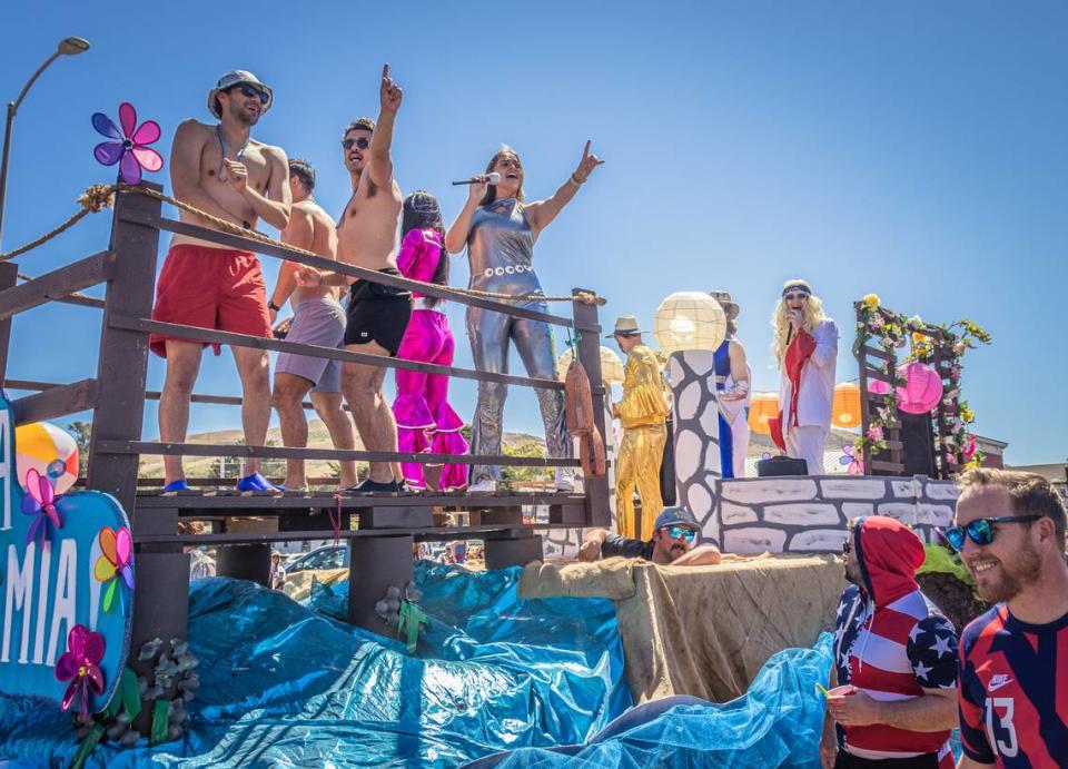The Fourth of July parade in Cayucos on Monday, July, 5, 2022, included a float from the Sea Shanty.