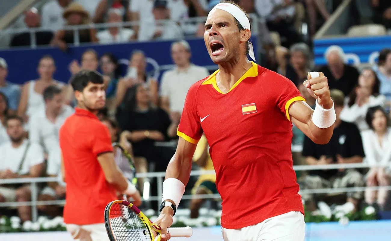 Rafa Nadal and Carlos Alcaraz at the Paris Olympics.