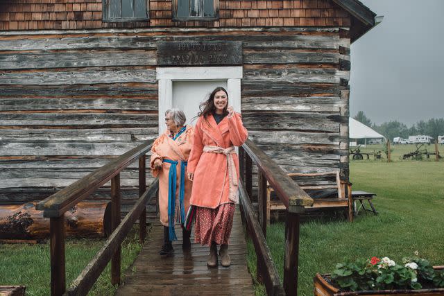 <p>Amber Bracken</p> At Métis Crossing, travelers might meet artisan and knowledge-holder Lilyrose Meyers (left) and cultural experiences supervisor Breena Johnson.