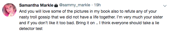 Samantha appeared to hint at unseen photos in the second book [Source: Twitter/@sammy_markle]