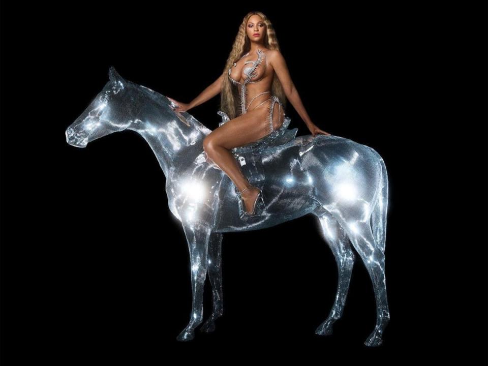 Beyoncé on the cover of Renaissance, seated atop a luminous horse (Beyonce/Instagram)