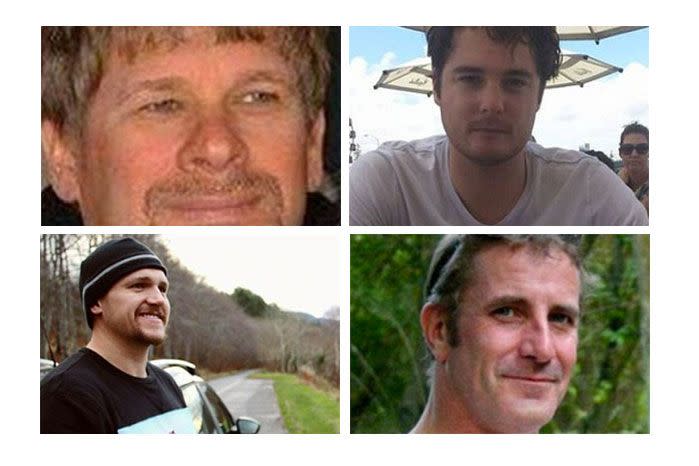 L-R: Peter Zoutenbier, Jack Couranz, Tim Croot and Mark Gabbedy were targeted in the attack. Mr Croot managed to escape.