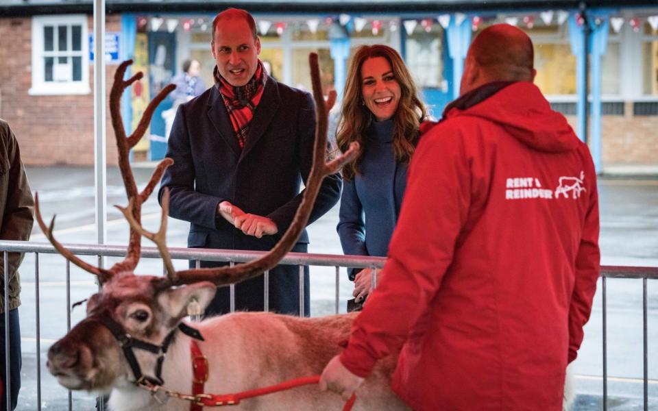 The couple met 'Chaz' the reindeer, who was a arranged as a special surprise for the children, at Holy Trinity Church of England First School, - @KensingtonRoyal / Twitter