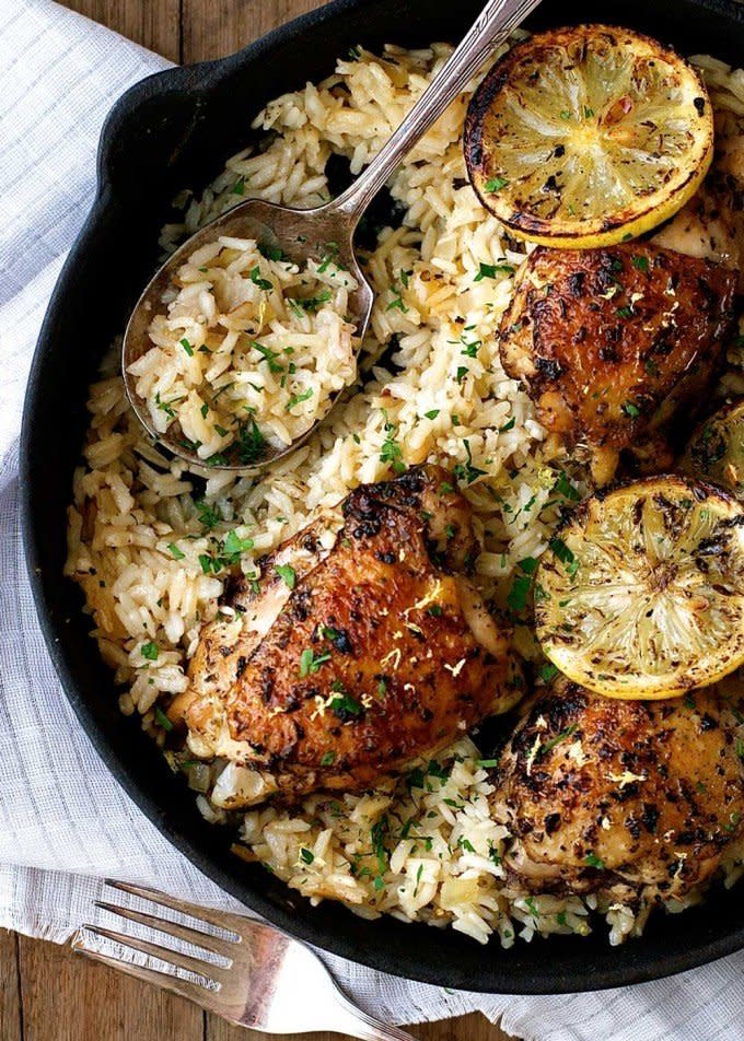 One-Pot Greek Chicken with Lemon Rice