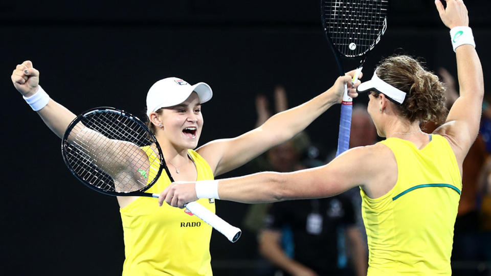 Barty and Stosur sealed Australia’s place in the Fed Cup final. Pic: Getty