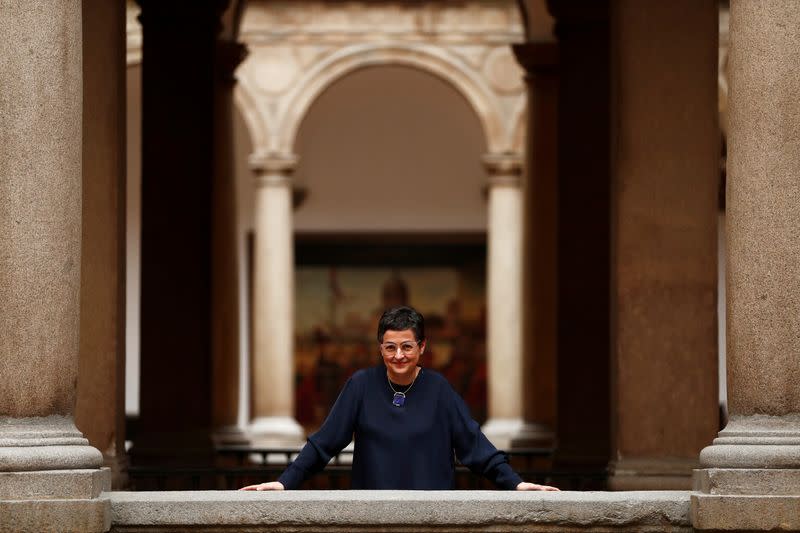 FILE PHOTO: Spanish Foreign Minister Arancha Gonzalez Laya poses after an interview with Reuters at the Ministry of Foreign Affairs, in Madrid