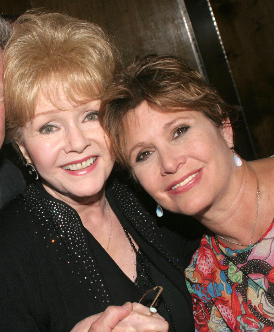 Debbie Reynolds and Carrie Fisher at the "Irene" original Broadway cast reunion in 2005.