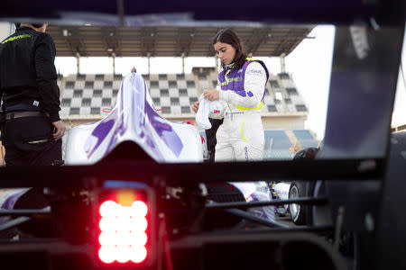 Jamie Chadwick prepares for a test drive during a media day ahead of the inaugural season of the women-only racing series 'W Series' at the Lausitzring in Schipkau, Germany, April 16, 2019. REUTERS/Axel Schmidt