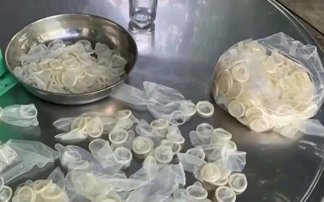 Police found a huge haul of recycled condoms waiting to be sold - VTV/AP