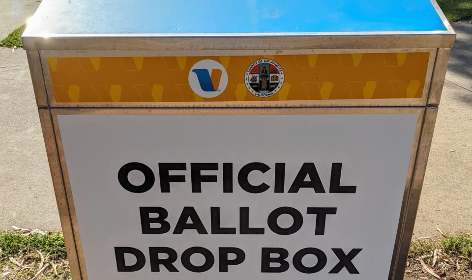 An official Los Angeles County ballot drop box