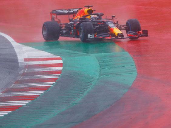 Max Verstappen went off at the final turn on his last run in qualifying (Reuters)