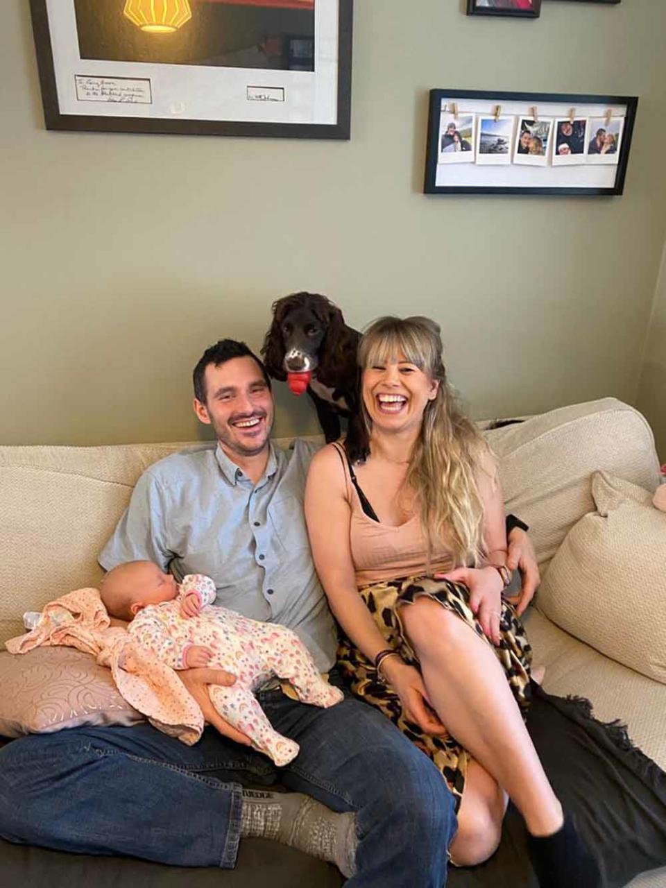 Owen and Laura, with daughter Luna and dog Bodhi, at home at the end of January 2021. PA REAL LIFE COLLECT