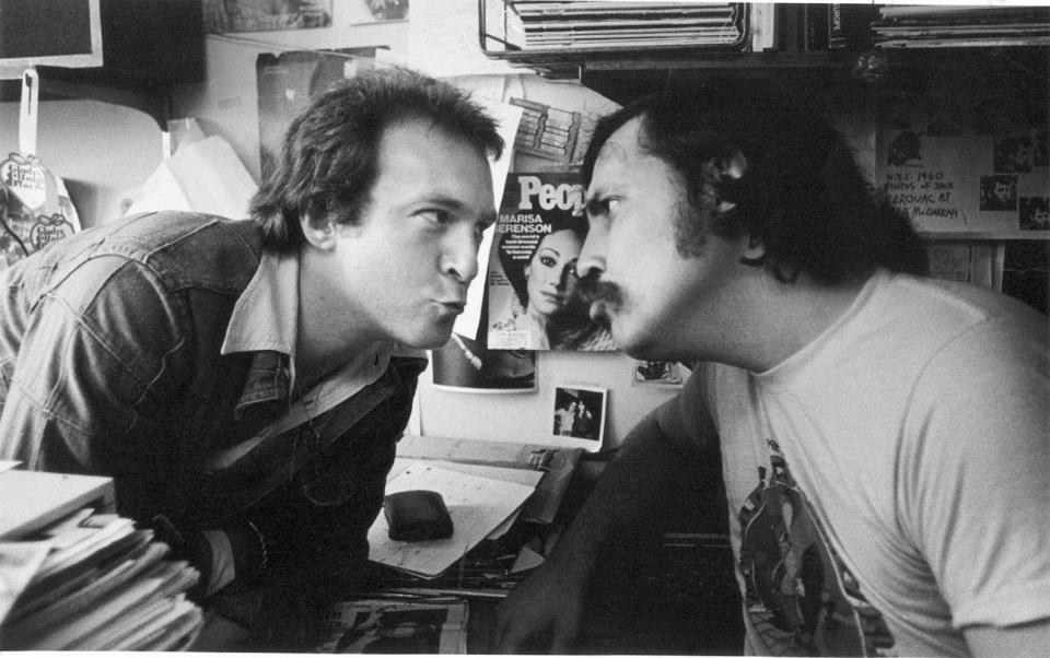 Creem magazine founder and publisher Barry Kramer and legendary music writer Lester Bangs were photographed in June 1976.