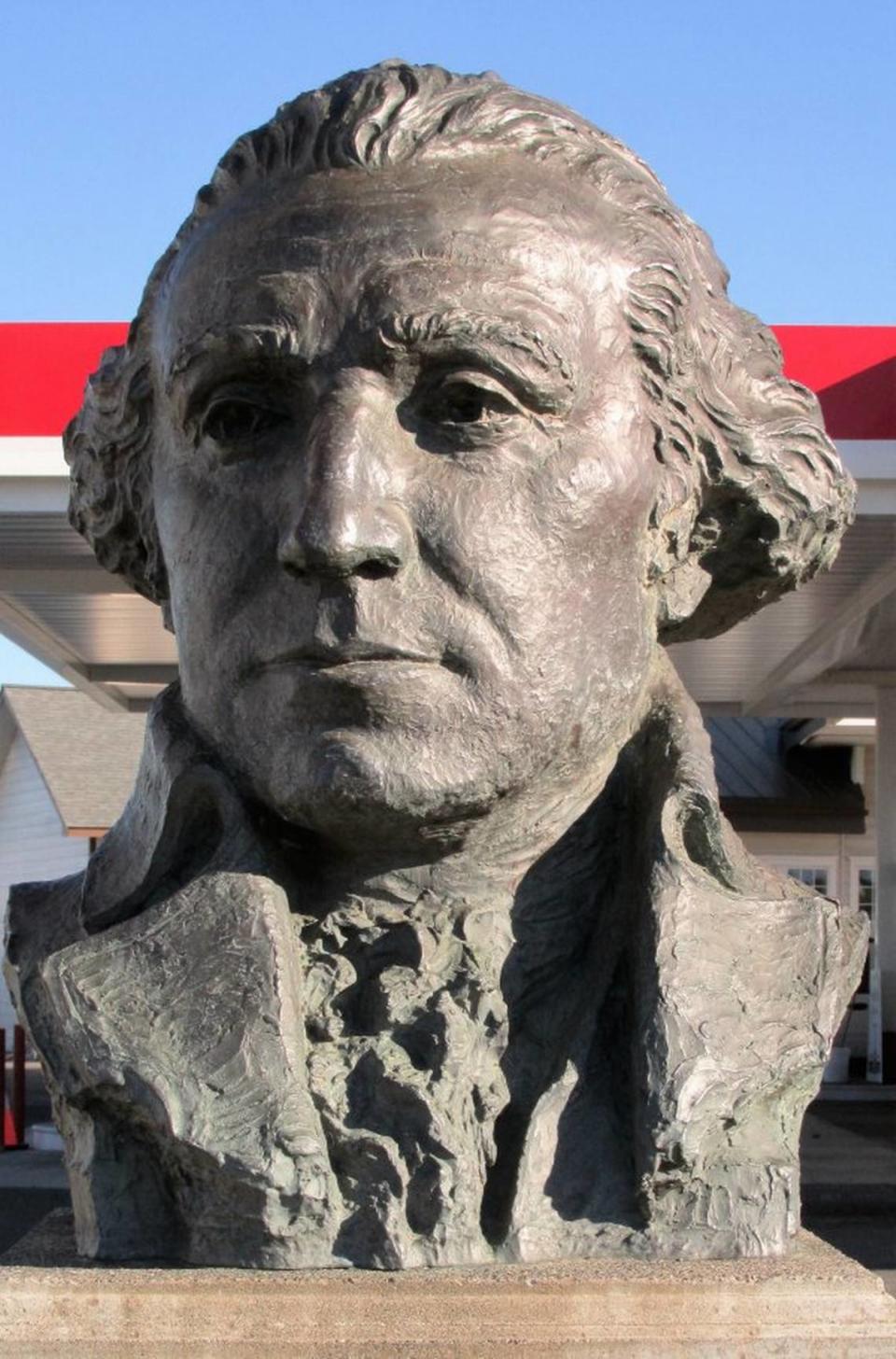A replica bust of George Washington greets visitors as they enter the city of George, Washington. Courtesy: City of George