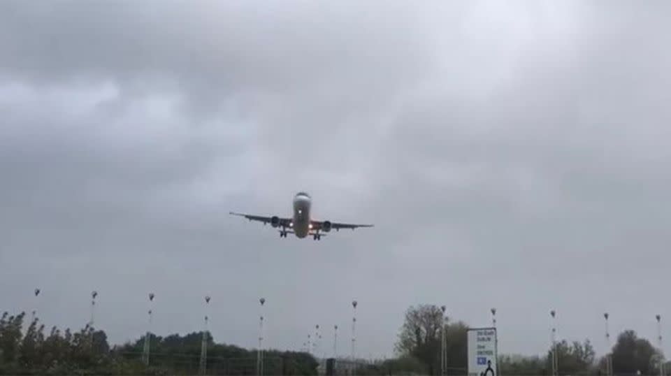 Aer Lingus Flight EI491 was coming in from Faro, Portugal when it was rocked by wild winds. Source: Storyful