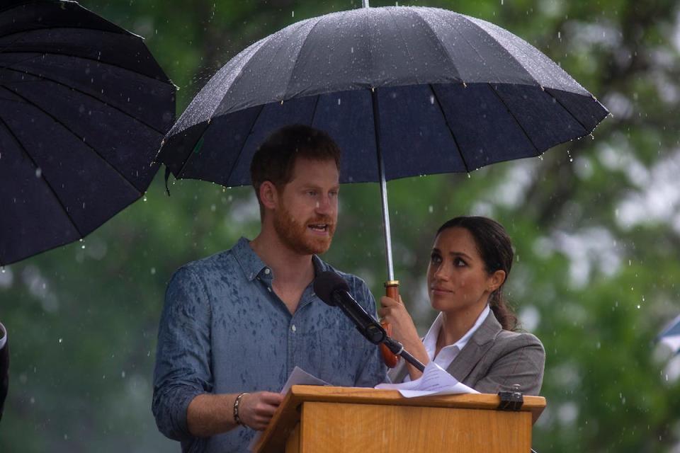 harry meghan rain