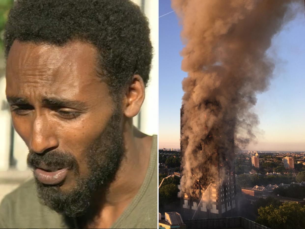 Grenfell Tower resident Mahad Egal has not been given permanent accommodation (BBC/PA Images) 